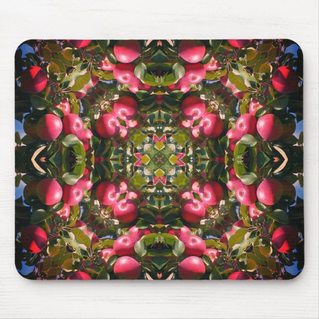 Red Ripe Apples On Tree Abstract Nature Art Mouse Pad (Front)