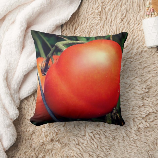 Red Ripe Garden Tomatoes On The Vine  Cushion (Blanket)