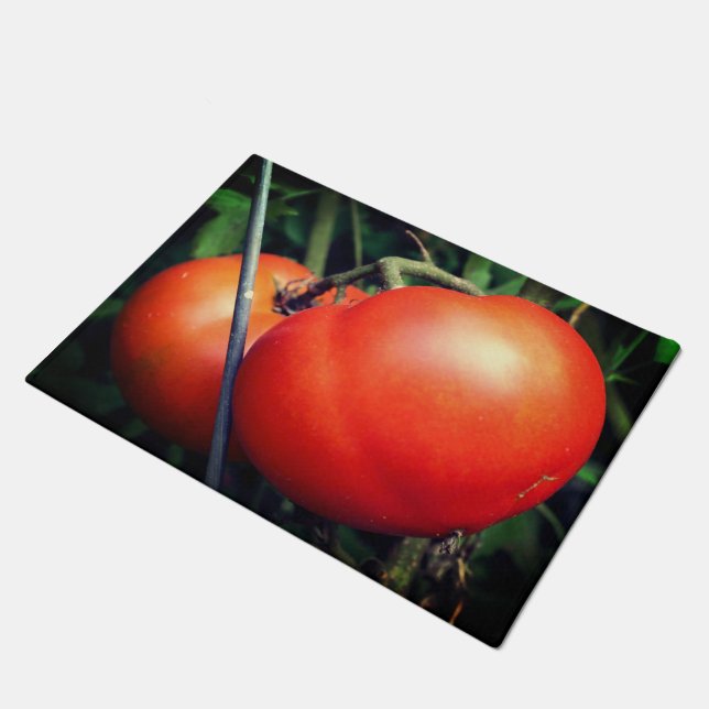 Red Ripe Garden Tomatoes On The Vine   Doormat (Angled)