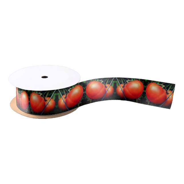 Red Ripe Garden Tomatoes On The Vine Satin Ribbon (Spool)