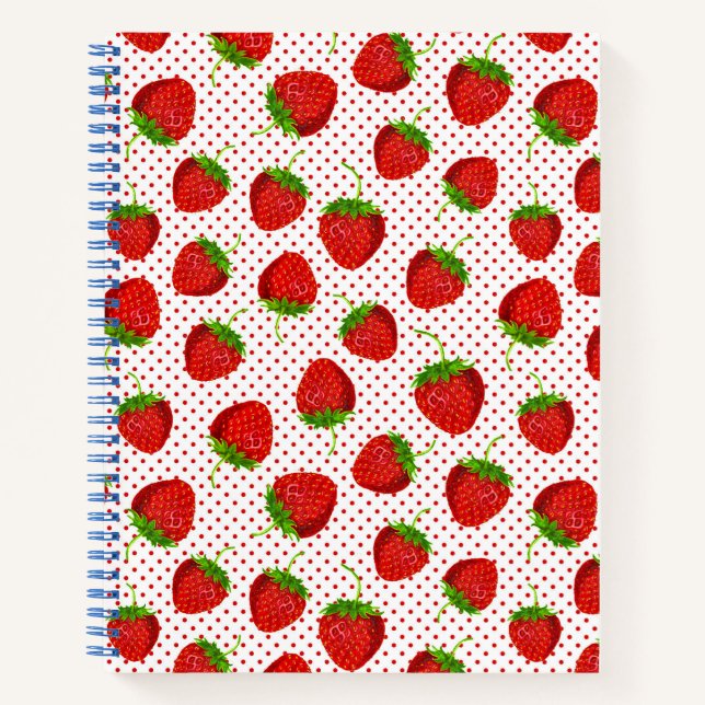 Red Ripe Strawberry and Dots Pattern Journal (Front)