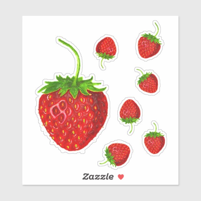 Red Ripe Strawberry Pattern Sticker (Sheet)