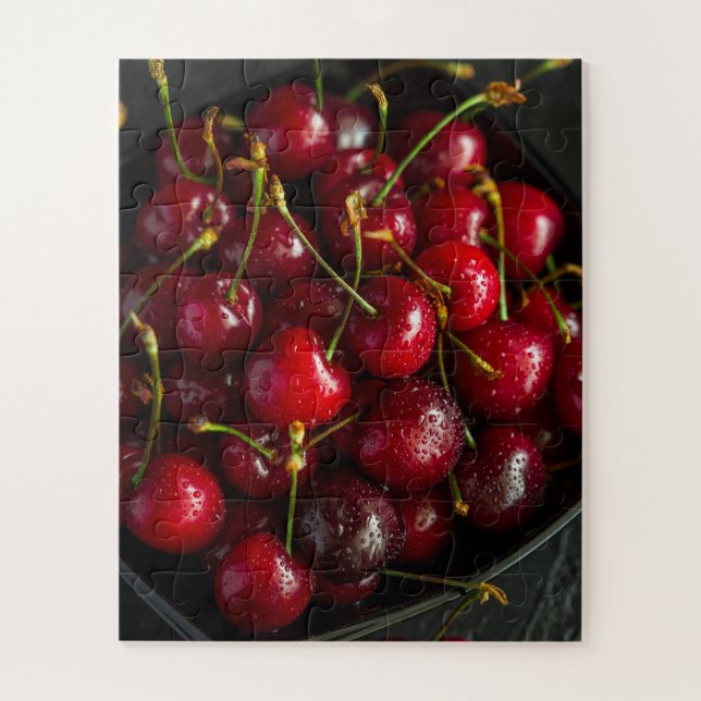 Red Ripe Sweet Cherries Berries Food Fruit Jigsaw Puzzle (Vertical)