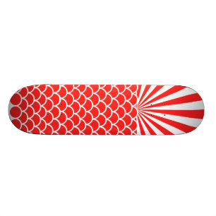 Red Rising Sun Japanese inspired pattern Skateboard