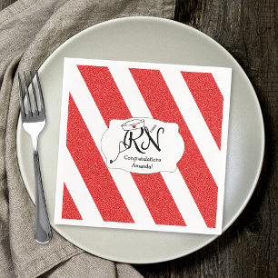 RED RN graduation party decor, nurse napkin