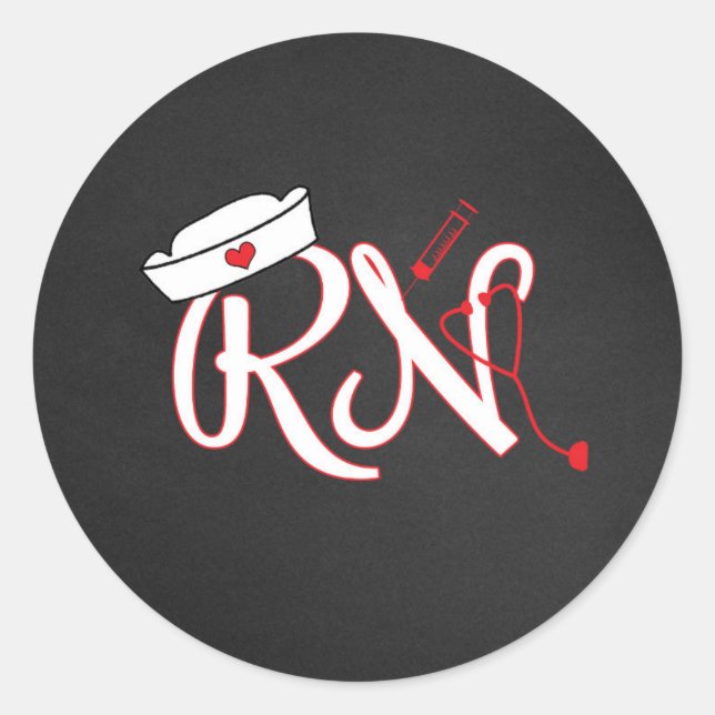 Red RN nurse favour sticker / envelope seal (Front)