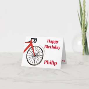 Red Road Bike cyclist Birthday Card