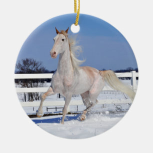Red Roan in Snow Ceramic Ornament