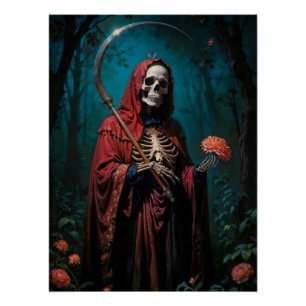 Red Robe Santa Muerte Poster