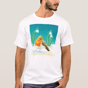 Red Robin and Snowdrops T-Shirt