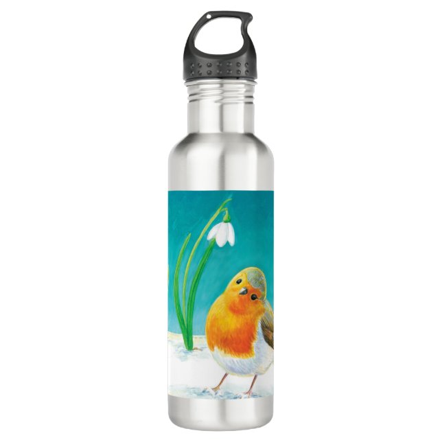 Red Robin Bird Illustration   710 Ml Water Bottle (Front)