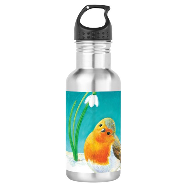 Red Robin Bird Illustration   710 Ml Water Bottle (Front)