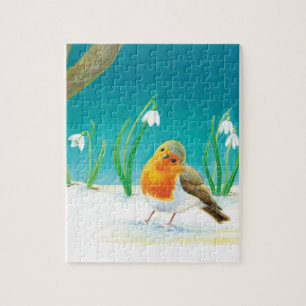 Red Robin Bird Illustration  Jigsaw Puzzle