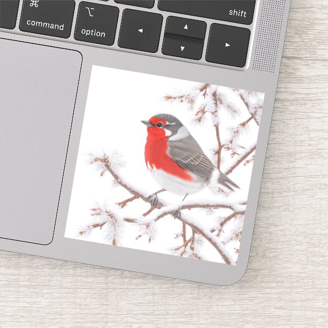 Red Robin Bird in Snow (Detail)