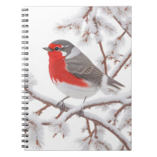 Red Robin Bird in Snow Notebook