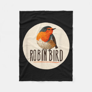Red Robin Bird Look Fleece Blanket