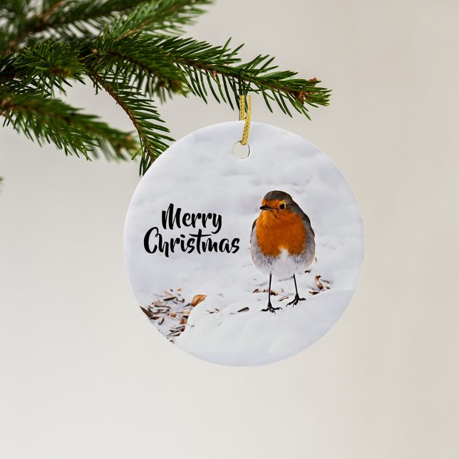 Red Robin bird snow Merry Christmas Ceramic Tree Decoration (Creator Uploaded)