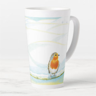 Red Robin Bird & Winter Landscape Latte Mug