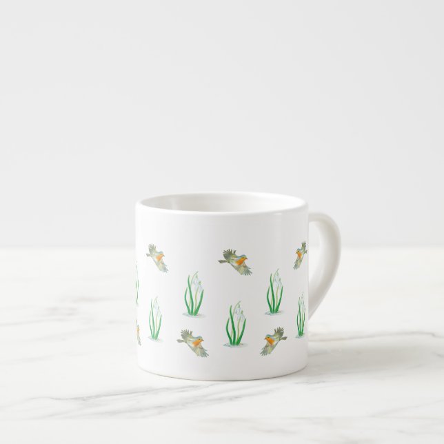 Red Robin Birds and Snowdrops   Espresso Cup (Front Right)