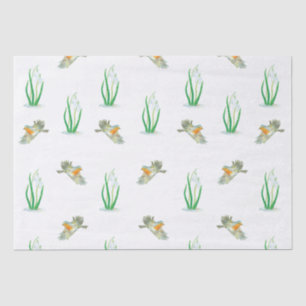 Red Robin Birds and Snowdrops spring pattern Tissue Paper