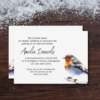 Red Robin Funeral Announcement Card