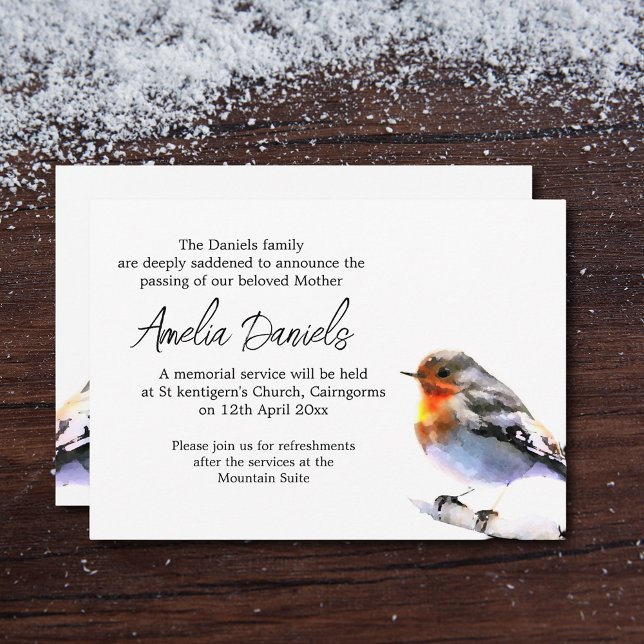 Red Robin Funeral  Announcement Card (Creator Uploaded)