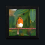 Red ROBIN Gift Box<br><div class="desc">Stunning red Robin bird photo gifts, accessories and decor. Red Robin is a beautiful bird which we enjoy seeing most in winter months with it's sharp red breast feathers contrasting against the White snow. This red Robin is perched on a branch against a clear blue sky.</div>