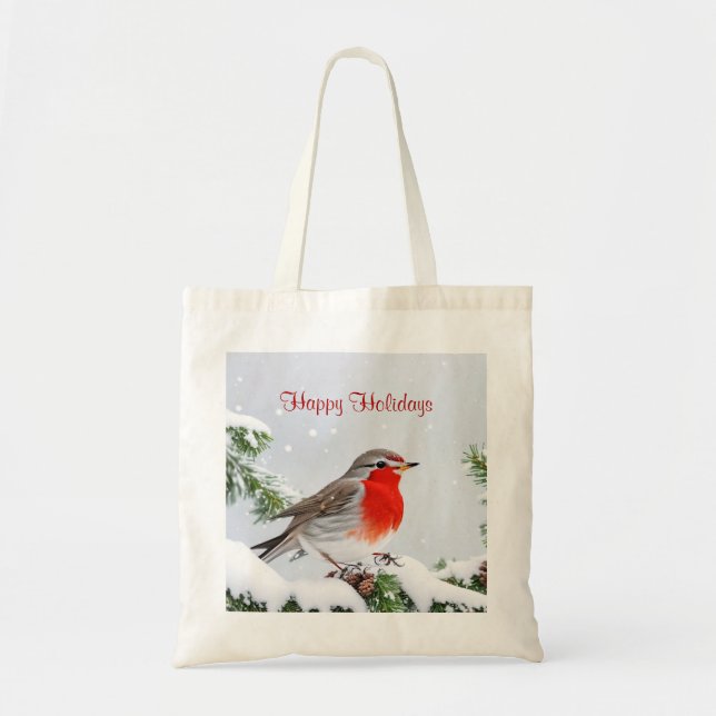 Red Robin Holiday Christmas Tote Bag (Front)