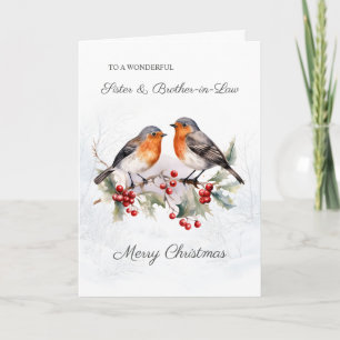 Red Robin Holly Sister Brother-in-Law Christmas Card