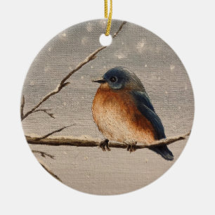 Red Robin in the Snow Ceramic Ornament