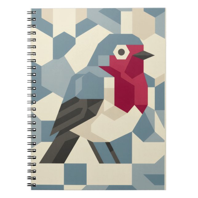 Red Robin in Vector Block Spiral Notebook (Front)