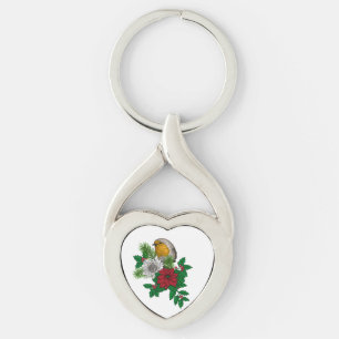 Red robin on Christhmas decoration Key Ring