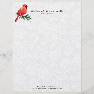 Red Robin watercolors illustration Custom Letterhead