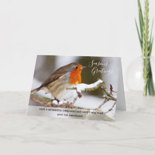 Red Robin Winter Christmas Photo Personalised Holiday Card