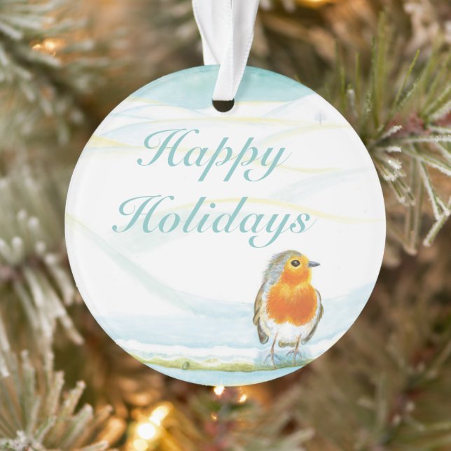 Red Robin Winter Happy Holidays Ornament (Tree)