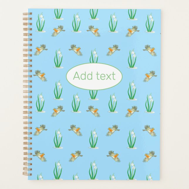 Red Robins and Snowdrops Spring Pattern Planner (Front)