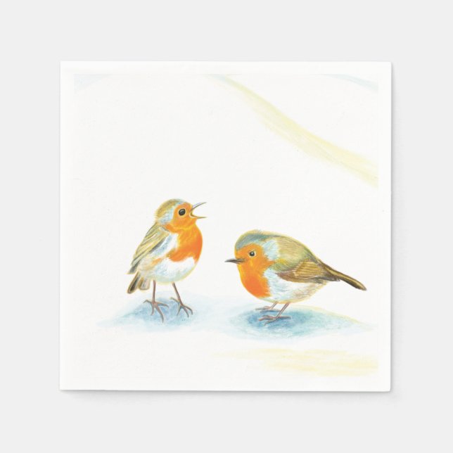 Red robins in the wintertime  napkin (Front)