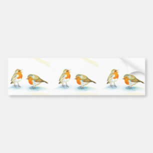 Red Robins in Winter Bumper Sticker