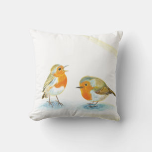 Red Robins in Winter  Cushion
