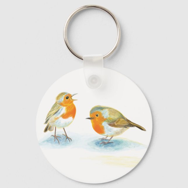 Red Robins in Winter  Key Ring (Front)