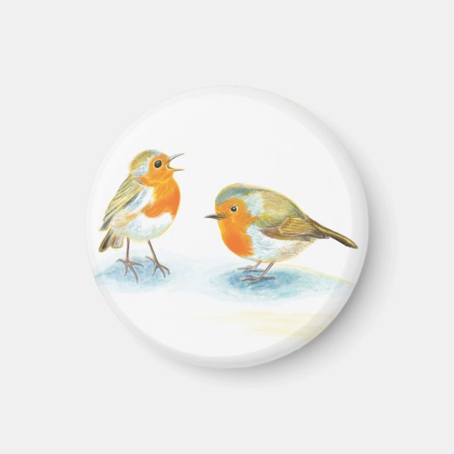 Red Robins in Winter  Magnet (Front)