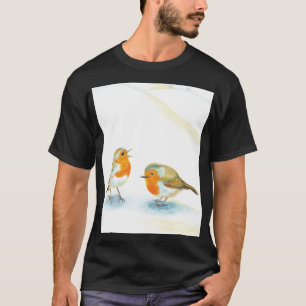 Red Robins in Winter T-Shirt