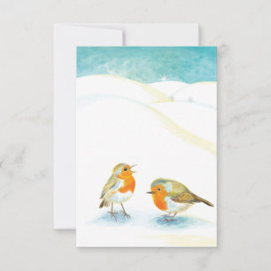 Red Robins in Winter Thank You Card