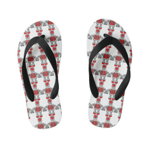 Red Robots Children's Cute Kid's Thongs