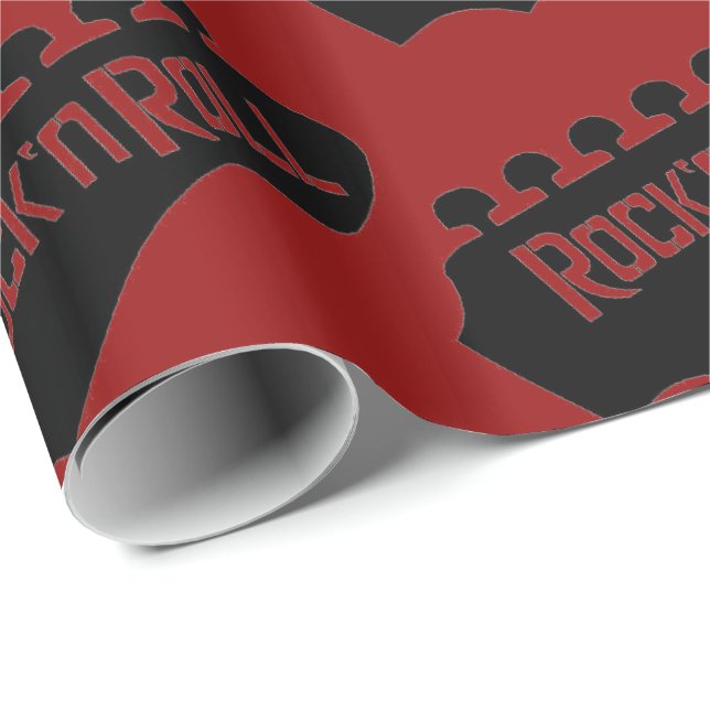 Red Rock and Roll Guitar Pattern Wrapping Paper (Roll Corner)