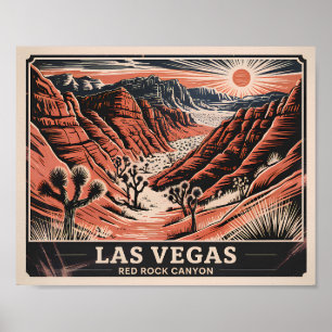 Red Rock Canyon Nevada Retro Vintage Landscape WPA Poster