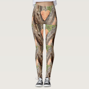 red rock hearts tree bark leggings