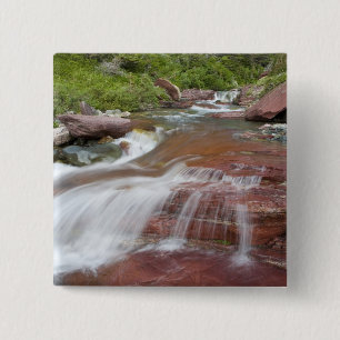 Red rock in Baring Creek in Glacier National 15 Cm Square Badge