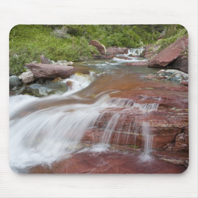 Red rock in Baring Creek in Glacier National Mouse Pad (Front)