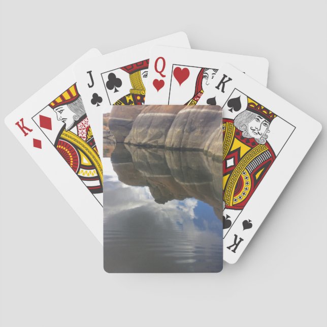 Red Rock Lake Water Reflection Photo Landscape Playing Cards (Back)